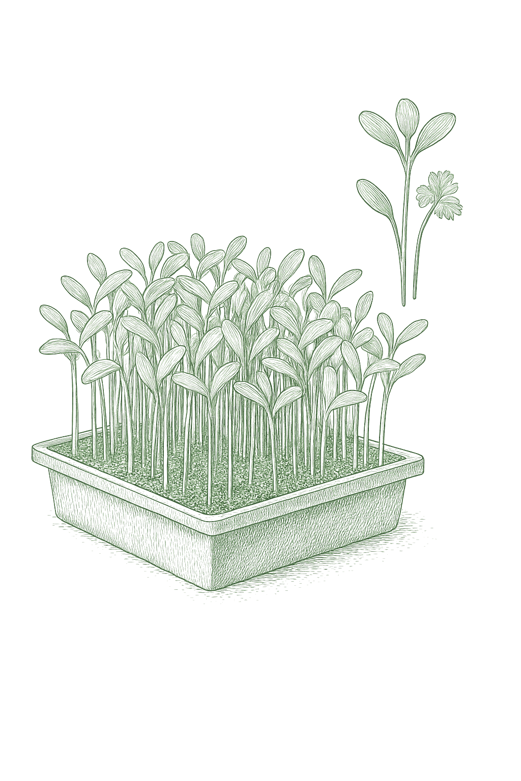 Cilantro Microgreens, ready to cut