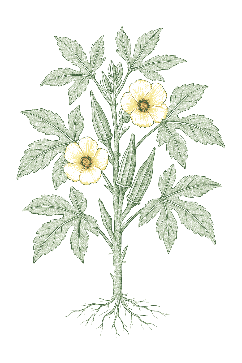 Okra mature plant