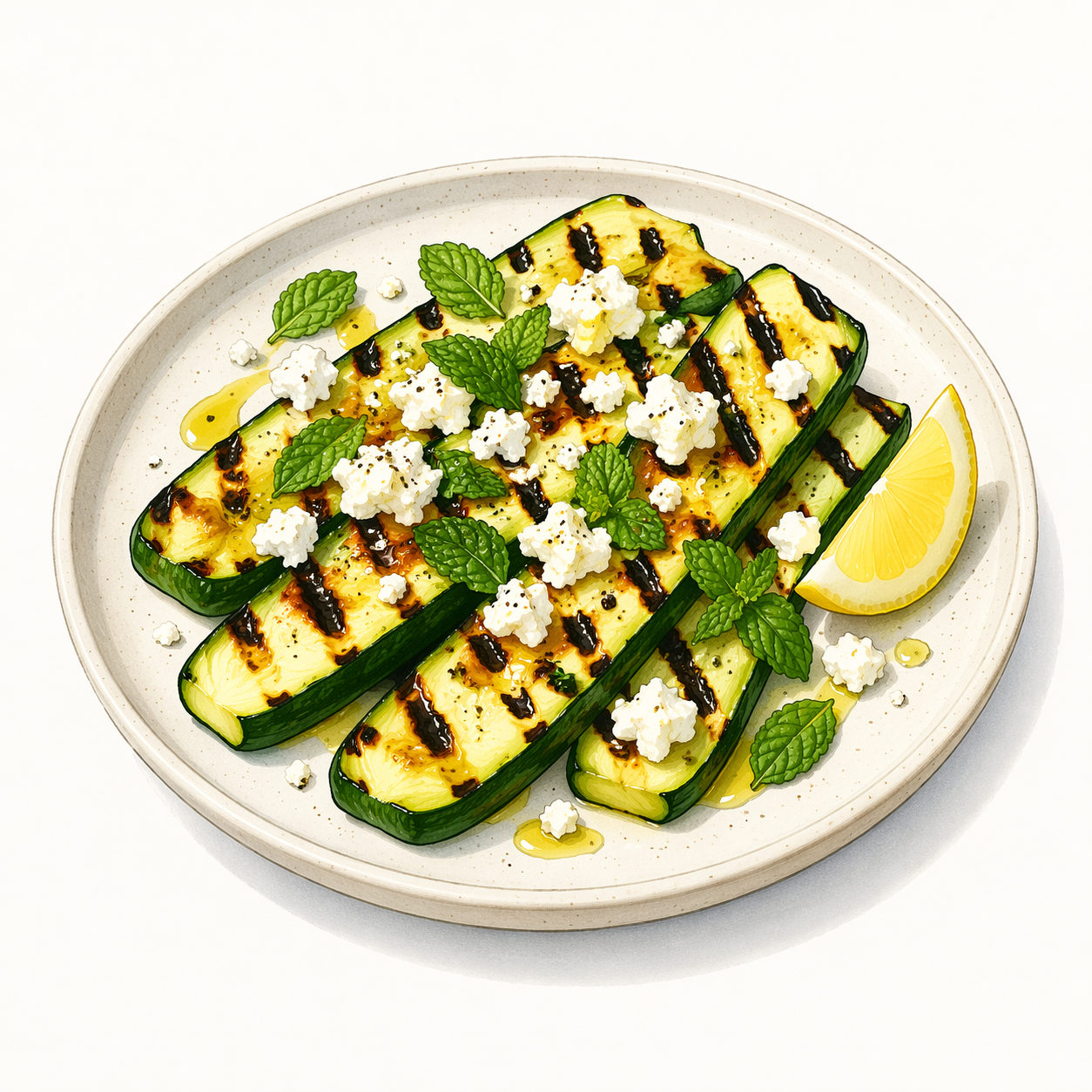Grilled Zucchini with Feta & Mint