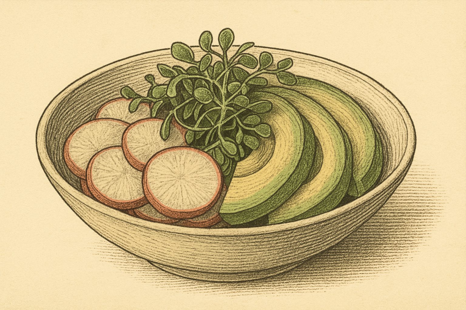 Radish Microgreen & Avocado Bowl