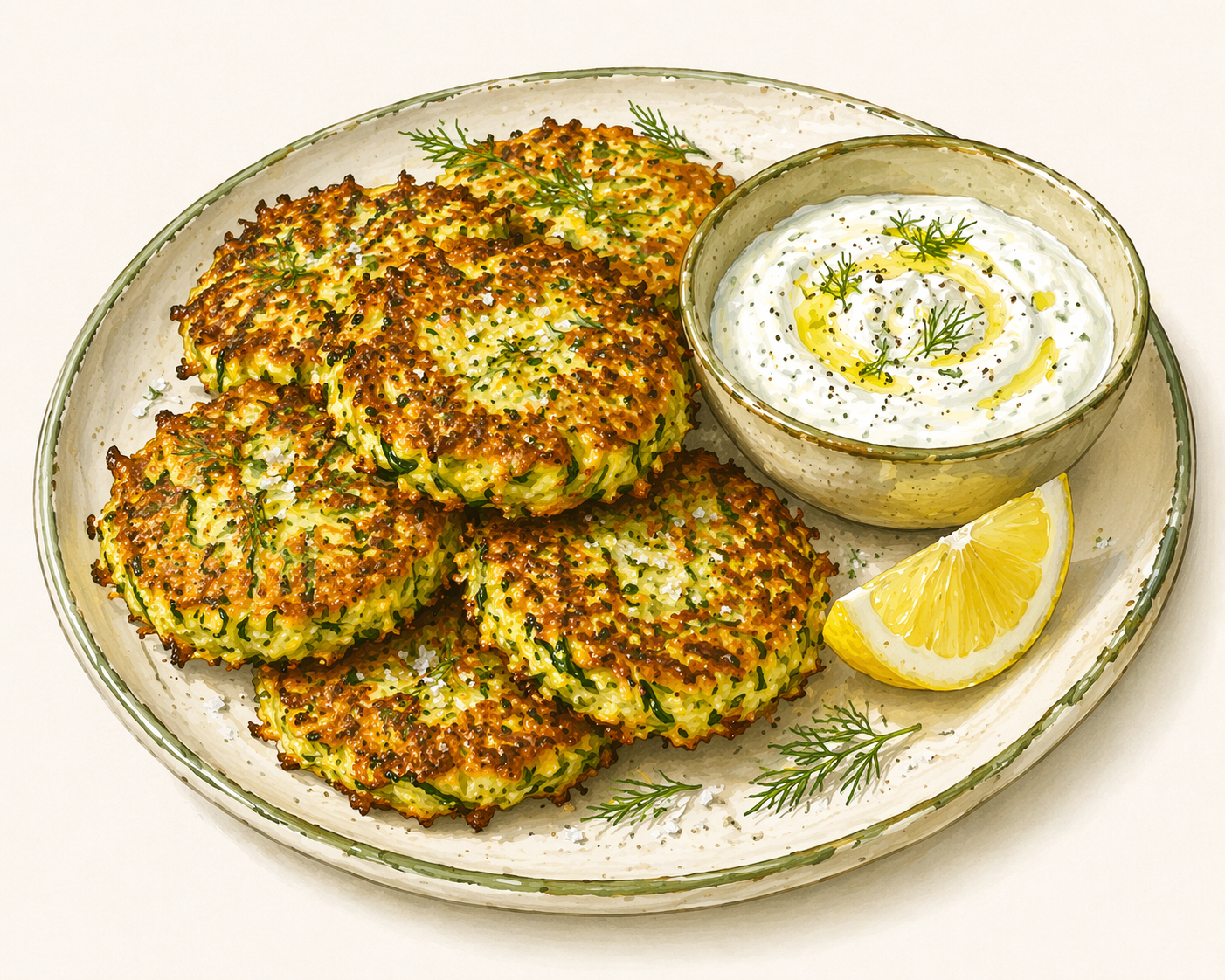 Zucchini Fritters with Yoghurt
